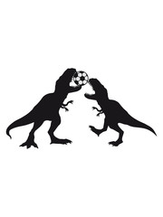 2 kämpfen fussball beißen sport verein spielen silhouette schwarz umriss t-rex böse brüllen tyranosaurus rex gefährlich fressen dino dinosaurier saurier clipart comic cartoon design