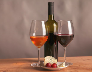 bottle of wine and glass on the table