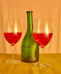 bottle of wine and glass on the table