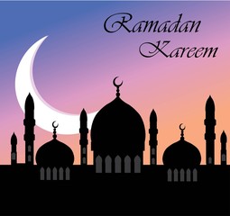 Ramadan Kareem background. vector illustration greeting with mosque 