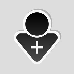 doctor, person with medical cross. Sticker style with white bord