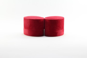 Velvet jewelry red box isolated on white background 
