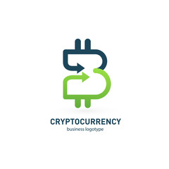 Illustration of business logotype cryptocurrency.