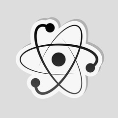 scientific atom symbol, logo, simple icon. Sticker style with wh