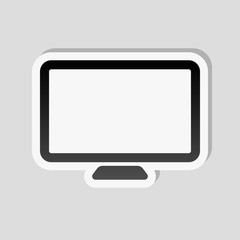 Computer monitor or modern TV. Simple icon. Sticker style with w