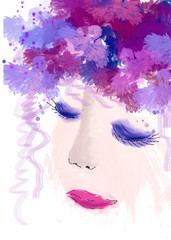 Woman in violet colors