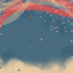Fototapeta na wymiar Retro United States patriotic background with stars in red and blue for Memorial Day