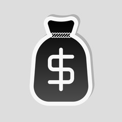 Money bag with dollar. Full moneybag icon. Sticker style with wh