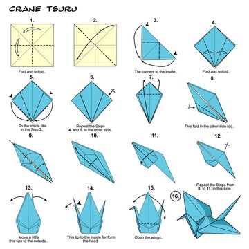 Origami crane steps diagram instructions paperfolding paper art crafts