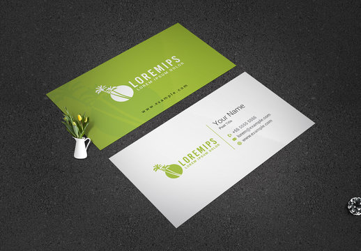 Business Card Layout with Palm Tree Elements