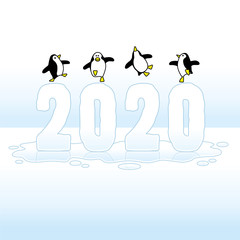 Dancing Penguins Celebrating on Melting Year 2020
