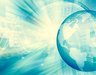 Best Internet Concept of global business. Globe, glowing lines on technological background. Wi-Fi, rays, symbols Internet, 3D illustration