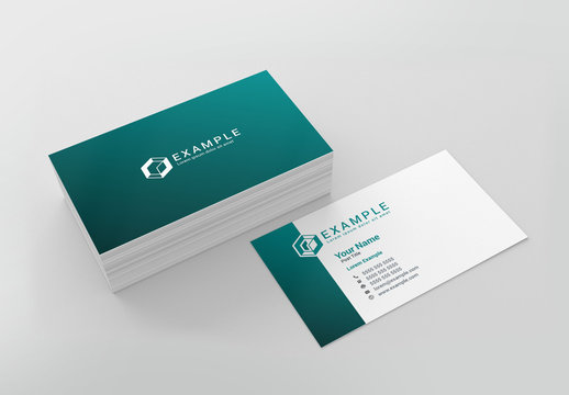 Business Card Layout with Green Gradient 