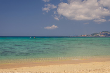 Fototapeta na wymiar Kouki beach in Nago on Okinawa island in Japan. Beautiful turquo
