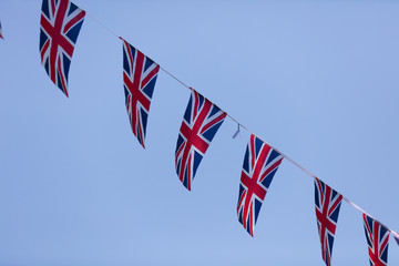 Obraz premium Union Jack flags hang in Windsor in preperation for the royal wedding