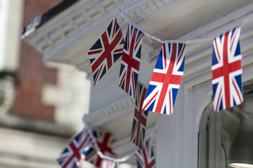 Union Jack flags hang in Windsor in preperation for the royal wedding
