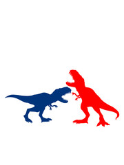 2 feinde kampf kämpfen rennen laufen silhouette schwarz umriss t-rex böse brüllen tyranosaurus rex gefährlich fressen dino dinosaurier saurier clipart comic cartoon design