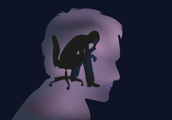 dépression - stress - burn out - désespoir - burnout - bureau - déprime - entreprise - concept - chômage