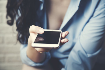 Sexy woman hand mobile phone