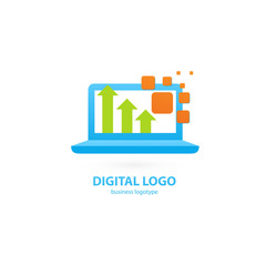 Obraz premium Logo design abstract digital technology vector template.
