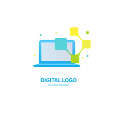 Logo design abstract digital technology vector template.