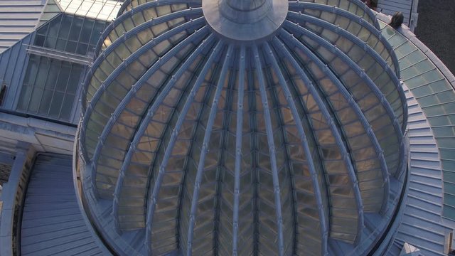 Aerial Drone 4k - Art academy in Dresden Germany Fama Gold Figure - close up shot 