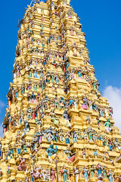 Gatehouse tower of the Hindu temple Sri Muthumariamman in Matale in the Central Province of Sri Lanka