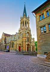 St Peter and Paul Church in Bern evening