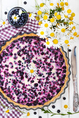 Fresh homemade creamy blueberry tart