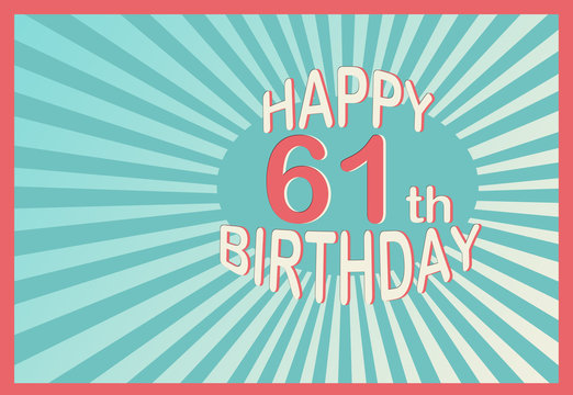 Happy 61th Birthday in cartoon style