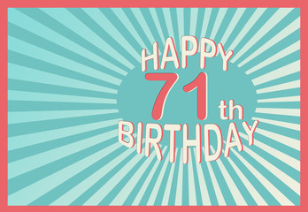 Happy 71th Birthday in cartoon style