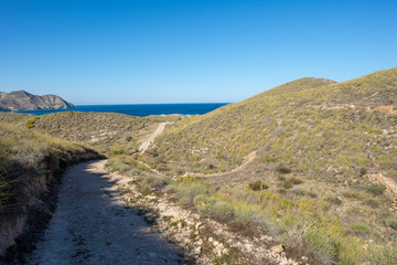 Sea and mountain on the coast of Carboneras, Almeria