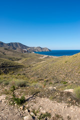 Sea and mountain on the coast of Carboneras, Almeria
