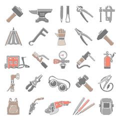 Outline Color Icons - Forging And Welding Equipment
