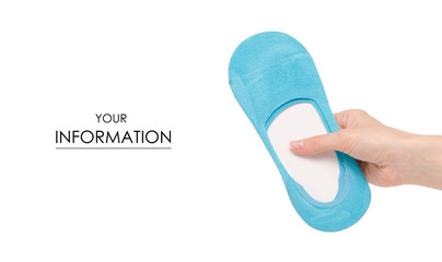 The blue no show socks in hand pattern