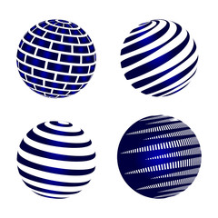 Global logistics network concept. Globe vector icons set on blue.  Set of 3d model.  Stock vector. Vector illustration EPS10. 