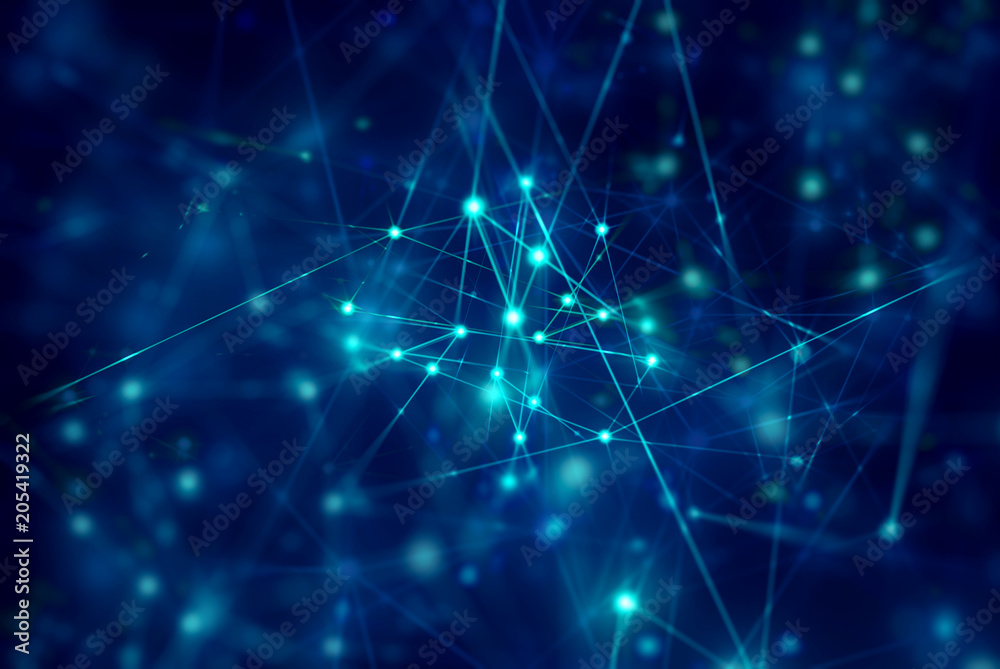 Fototapete data deep learning hologram ai technology robotic, futuristic cyber social network, system of backgr