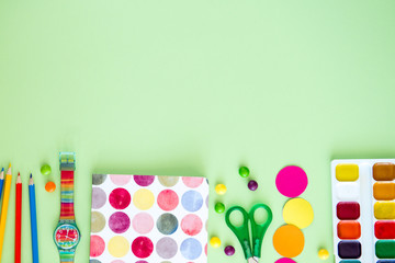 Creativity concept set of color objects top view