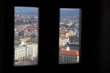 Fototapeta na wymiar Brno (Czech republic) through the window