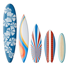 Surfboards Set with Flat Design