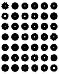 Black silhouettes of circular saw blades, vector illustration