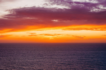 Fototapeta premium Idyllic sunset above Mediterranean sea Portoscuso Carbonia Sardinia