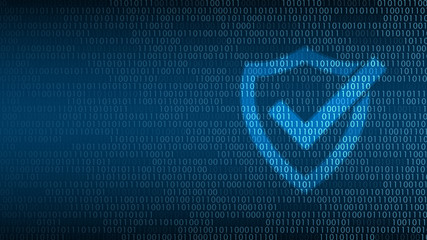 Cyber technology security, Lock on digital screen, network protection background design, vector illustration
