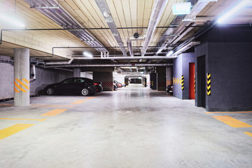 Underground Parking garage of modern apartment house