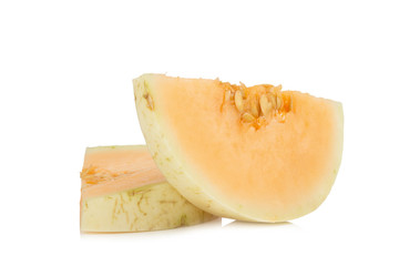 melon(sunlady) slice. half. isolated on white background