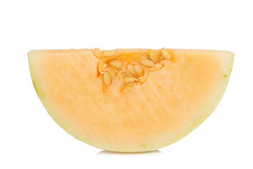 melon(sunlady) slice. half. isolated on white background