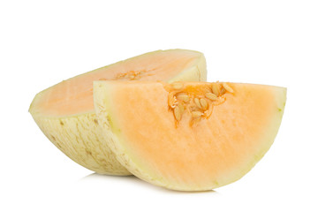 melon(sunlady) slice. half. isolated on white background