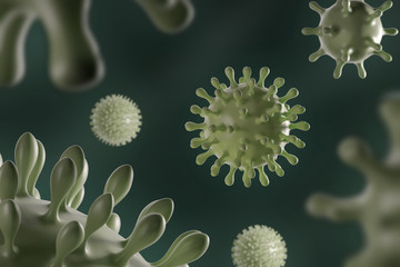 virus cells inside body 3d illustration