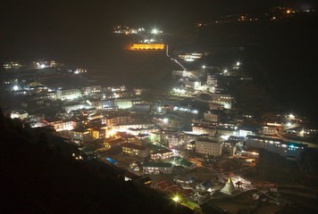 Night view of Namche Bazar village