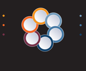 Circles diagram template infographic 6 positions